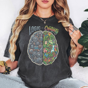 Camiseta Diseño de cerebro: lógica vs creatividad