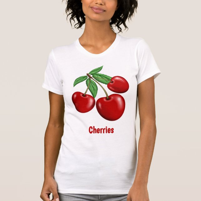Camiseta Diseño de cerezas rojas divertidas personalizado (Anverso)