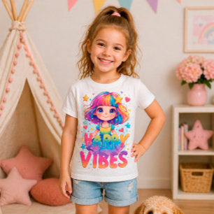 Camiseta Diseño de chica de dibujos animados colorido y lin