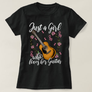 Camiseta Diseño de chica de guitarra floral lindo