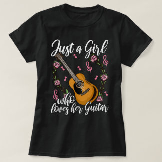 Camiseta Diseño de chica de guitarra floral lindo