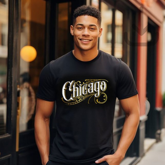 Camiseta Diseño de Chicago en oro y blanco (Subido por el creador)