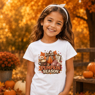 Camiseta Diseño de chicas de temporada de calabaza al estil