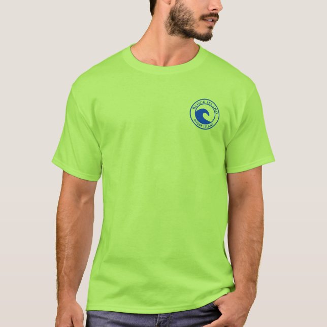 Camiseta Diseño de Círculo de Olas Azules de Isla de Bloque (Anverso)