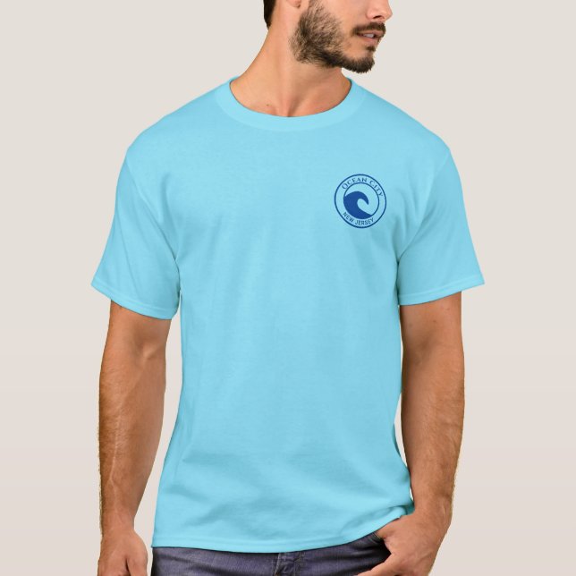 Camiseta Diseño de Círculo de Olas del Océano Azul NJ de Oc (Anverso)