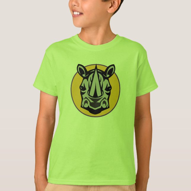 Camiseta diseño de círculo de rinoceronte mascota (Anverso)