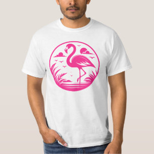 Camiseta Diseño de círculo de verano de flamenco rosa-68730