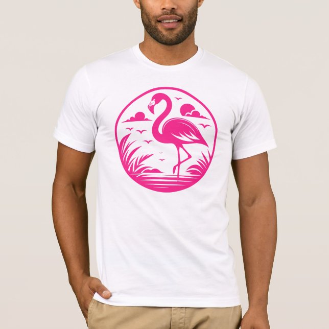 Camiseta Diseño de círculo de verano de flamenco rosa-68730 (Anverso)