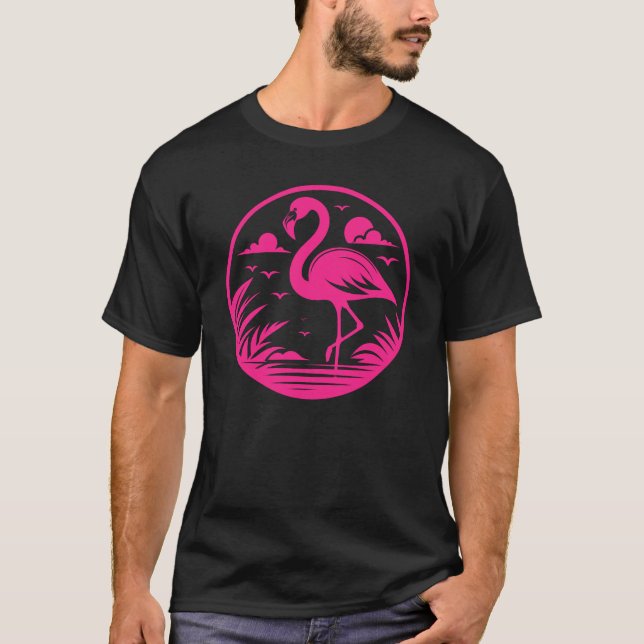 Camiseta Diseño de círculo de verano de flamenco rosa-68730 (Anverso)