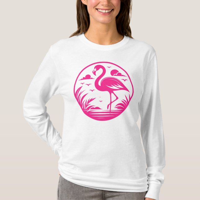 Camiseta Diseño de círculo de verano de flamenco rosa-68730 (Anverso)
