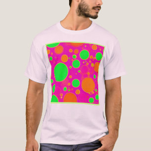 Camiseta Diseño de Círculo Retro Verde y Rosa Neon