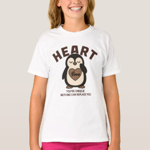Camiseta Diseño de cita de amor de corazón de pingüino lind