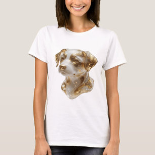 Camiseta Diseño de cita de cabeza de perro dorado Chic Gold