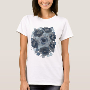Camiseta Diseño de cita de rosas azules grises vibrantes y 