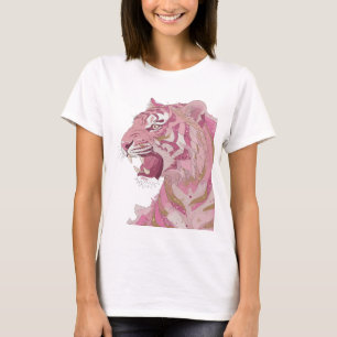 Camiseta Diseño de cita de TIGRE ROSA de plata artística
