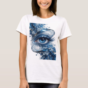 Camiseta Diseño de cita ingeniosa ojos azules plateados