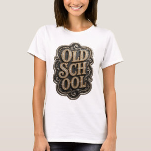 Camiseta Diseño de cita OLD SCHOOL de oro crujiente
