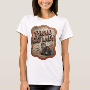 Camiseta Diseño de cita PROUD CAT LADY Naranja de moda
