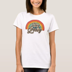 Camiseta Diseño de cita retro arcoíris Mantén Groovy