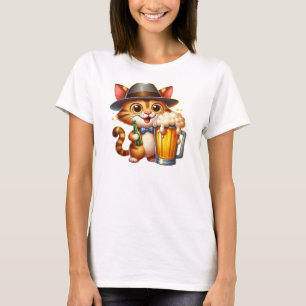 Camiseta Diseño De Clipart Cat And Beer-85244