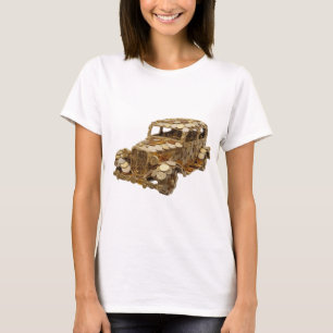 Camiseta Diseño de COCHE DORADO plateado que llama la atenc