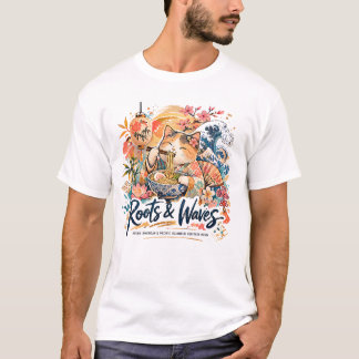 Camiseta Diseño de collage de gato Roots & Waves Cat AAPI