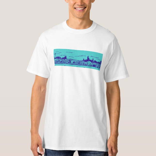Camiseta Diseño de cómic verde azulado en Chicago (Anverso)