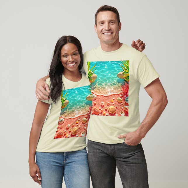 Camiseta Diseño de conchas de playa con un beso solar (Unisexo)