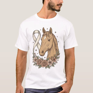 Camiseta Diseño de concientización floral con cinta de caba