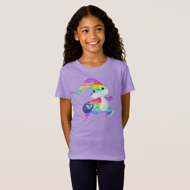 Camiseta Diseño de conejito acuarela de Pascua para niños. (Anverso completo)