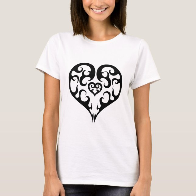 Camiseta Diseño de contorno de corazón negro (Anverso)