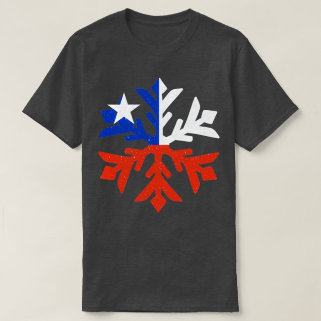 Camiseta Diseño de copo de nieve con bandera chilena (Diseño del anverso)