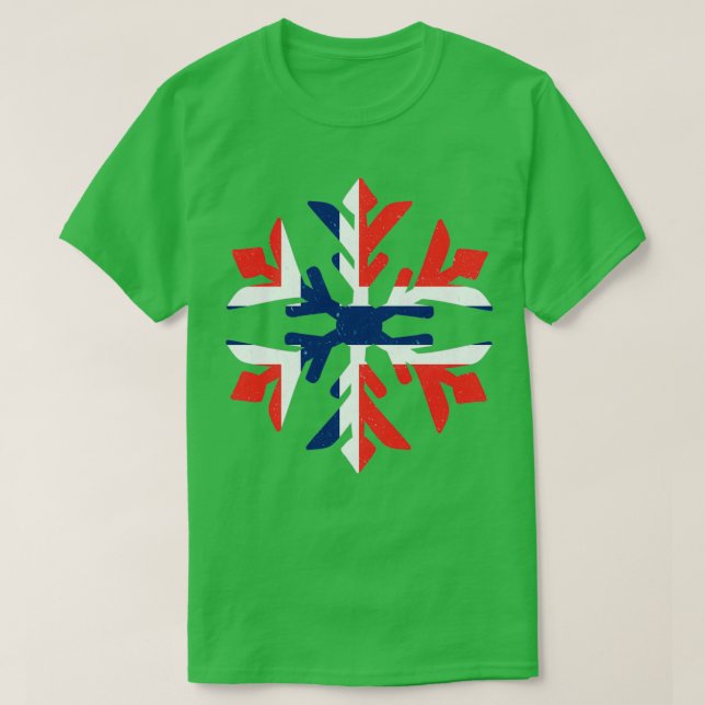 Camiseta Diseño de copo de nieve con bandera noruega (Diseño del anverso)