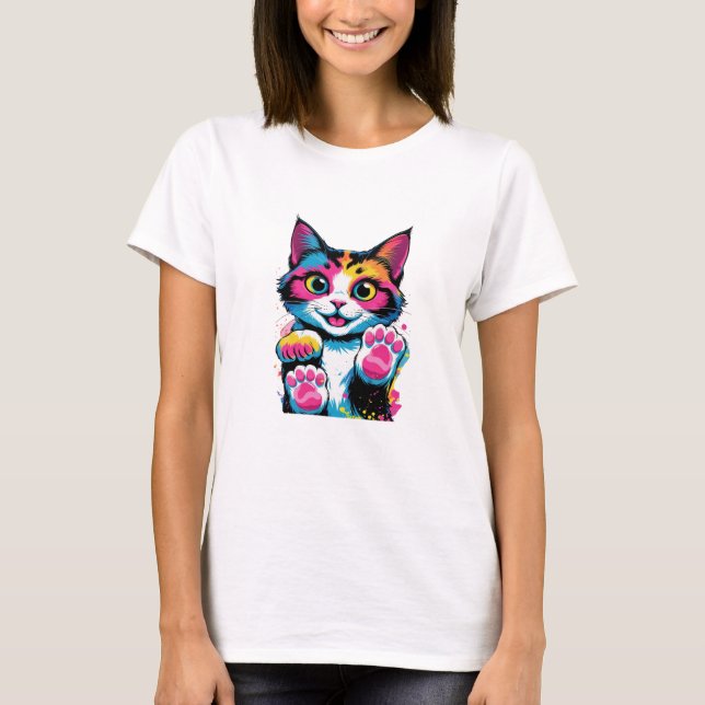 Camiseta Diseño de Coquette Png de Kitten Arcoiris, gato co (Anverso)