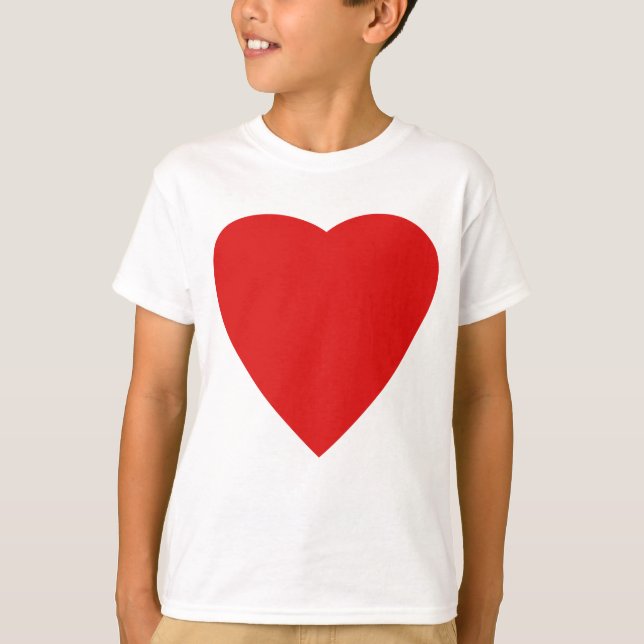 Camiseta Diseño de corazón de amor rojo y blanco. (Anverso)
