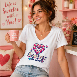 Camiseta Diseño de Corazón de Caramelo Dulce