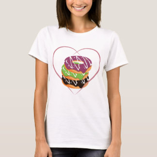 Camiseta Diseño de corazón de donut apilado amor