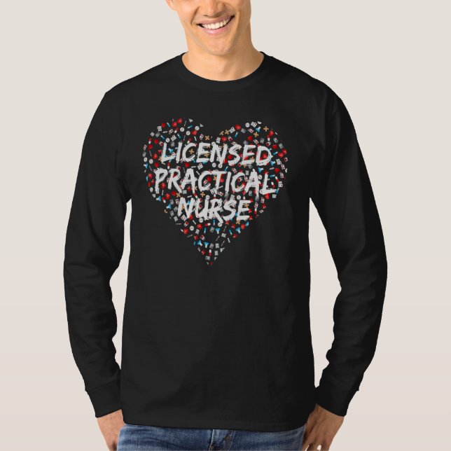 Camiseta Diseño de Corazón Lpn de Enfermeras Prácticas con  (Anverso)