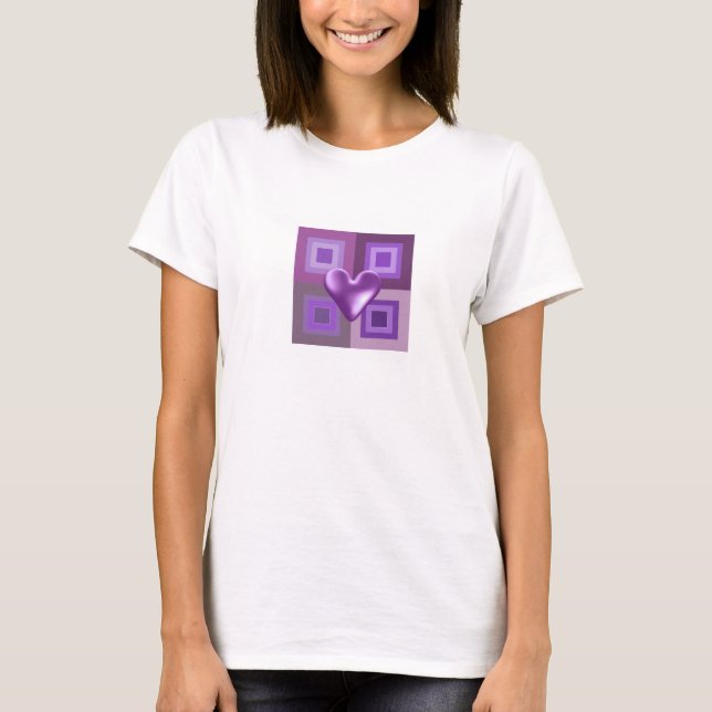 Camiseta Diseño de Corazón Morado Hinchado (Anverso)