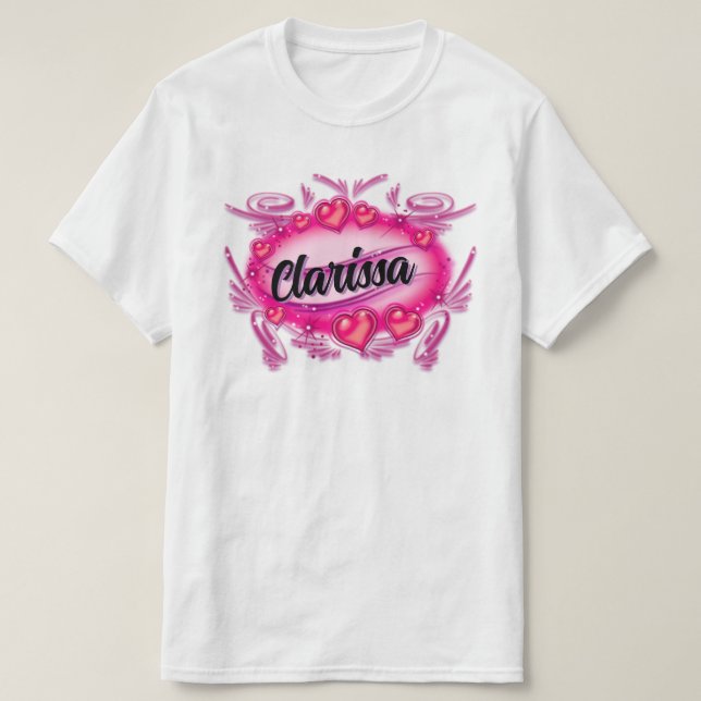 Camiseta Diseño de corazones de pincel digital personalizad (Diseño del anverso)