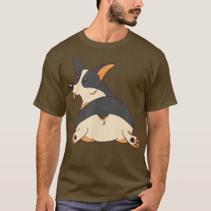 Camiseta Diseño de corgi de color negro tricolor
