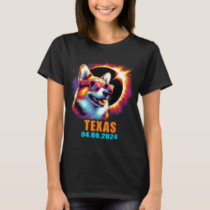 Camiseta Diseño de Corgi del Eclipse Solar Total de Texas