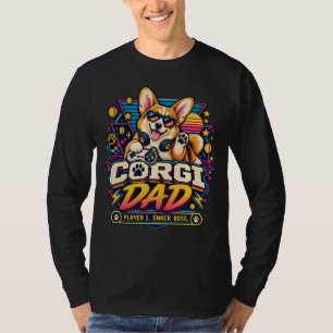 Camiseta Diseño de Corgi Papá Jugador 1 Retro Gamer