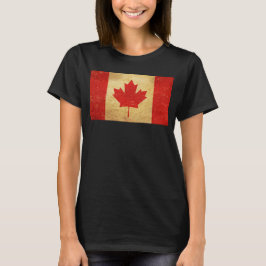 Camiseta Diseño de cosecha con bandera de Canadá, negro fem