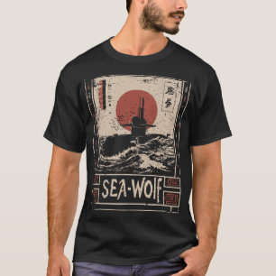 Camiseta Diseño de cosecha naval submarino de lobo marino