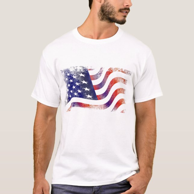 Camiseta Diseño de cosecha patriótica de bandera estadounid (Anverso)