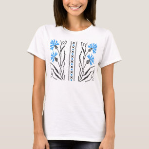 Camiseta Diseño de costillas de flor azul