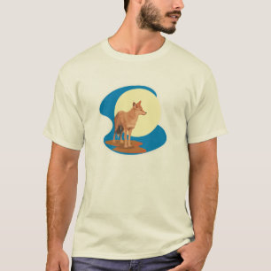 Camiseta diseño de coyote y luna llena