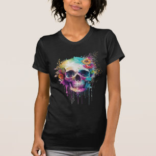 Camiseta Diseño de cráneo con manchas de colores