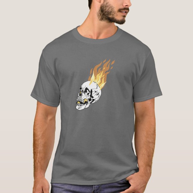 Camiseta Diseño de cráneo de flamencos en llamas (Anverso)